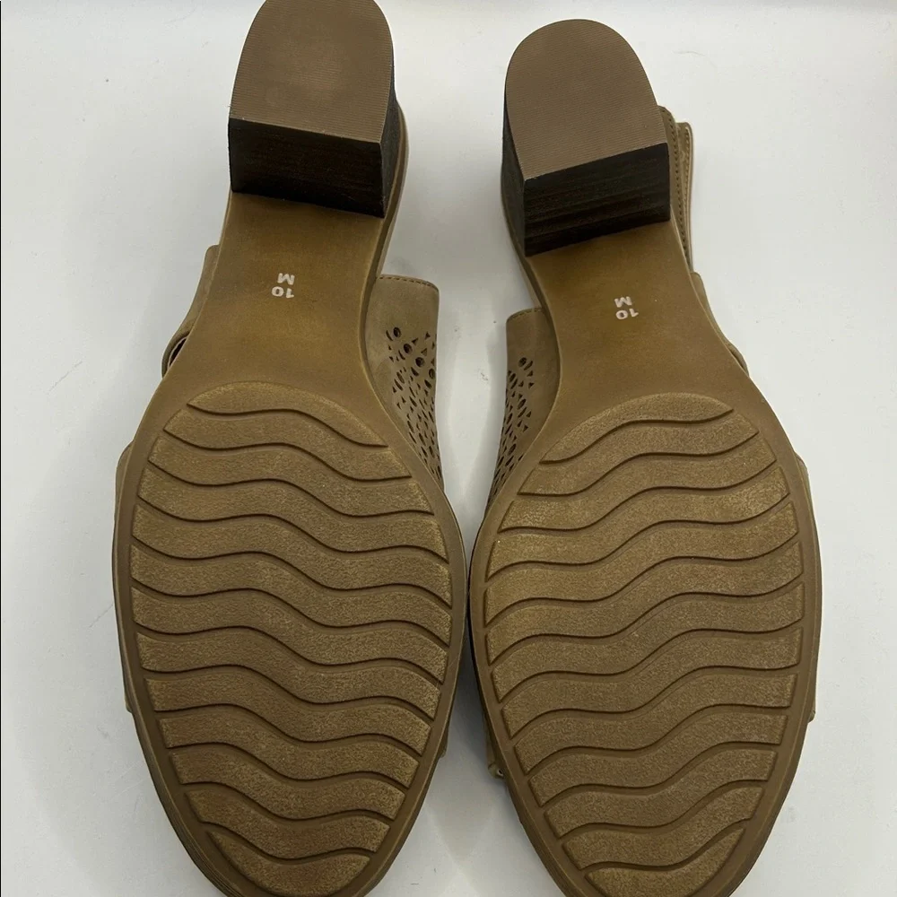 Van Eli Tan Perforated Wedge Sandals